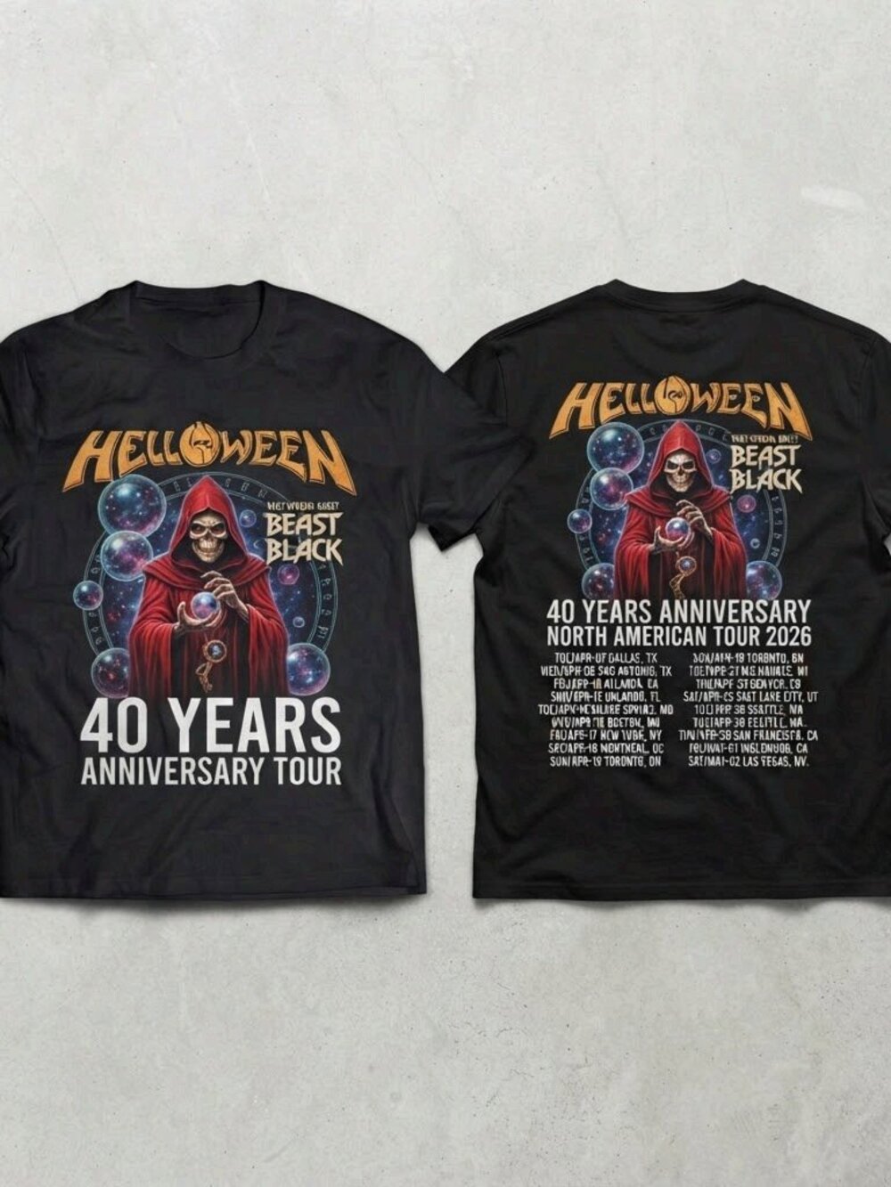 Helloween 40 Years Anniversary Tour 2026 Black T-Shirt S-4XL